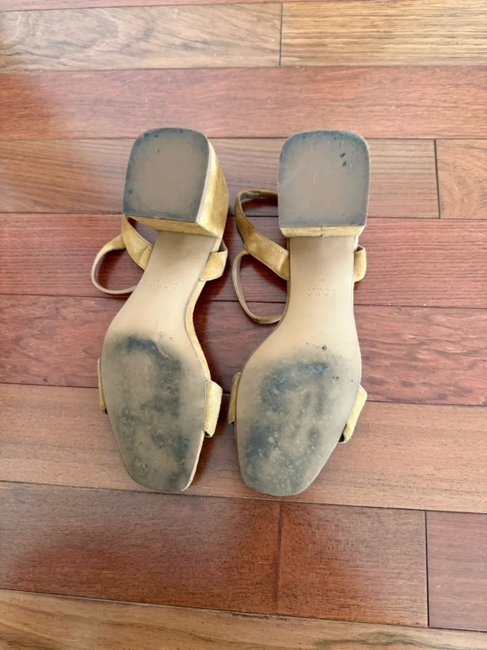 Zara Nude Women's Suede Pom Slingback Sandals - Picture 3 of 4